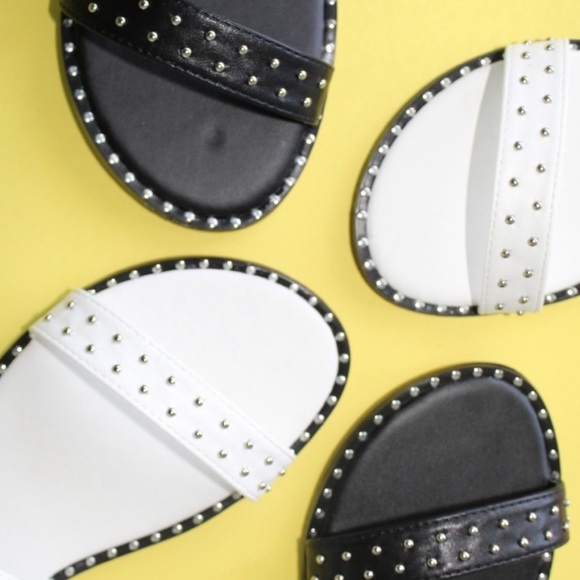 White studded strappy buckle sandals - Picture 5 of 9